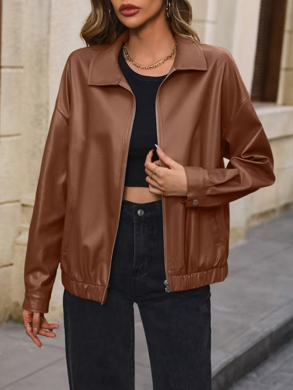 Leather Jacket Lined Autumn Fashion Motorcycle Jacket Winter Jacket SMALL